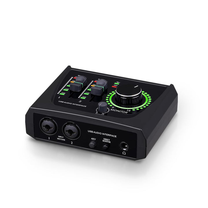BOMGE Mini-2-Kanal-USB-Audio-Schnittstelle für Aufnahmen, Streaming und Podcasting, mit XLR/48 V Pha