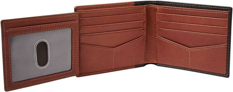 Fossil Herren Ward Leder Bifold Geldbörse 11,43 cm L x 1,905 cm B x 8,89 cm H Schwarz, Schwarz