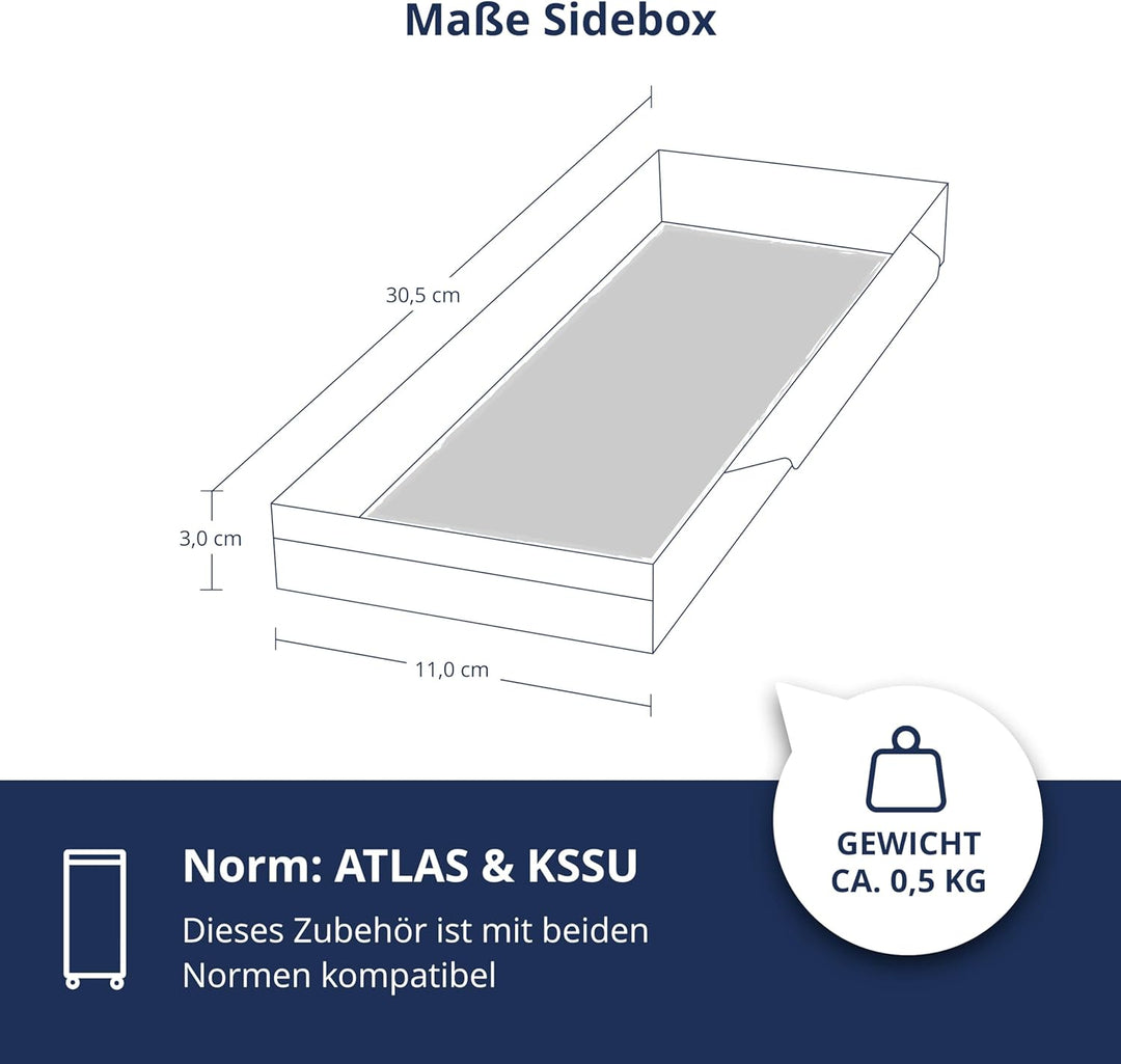 VanDeBord Flugzeugtrolley Sidebox 305x30 (inkl. Barmatte), Zubehör für Flugzeugtrolleys, Airline Tro