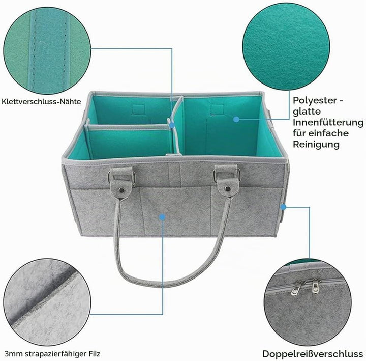 Baby Windel Caddy Organizer, Faltbare Filz Nursery Storage Bag Flexible Fächer Multi Pockets Portabl