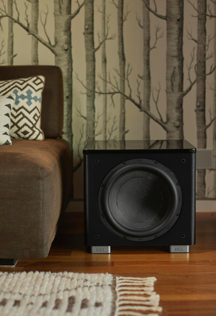 REL Acoustics HT/1205 MKII Subwoofer, kompatibel mit HT-Air Wireless, Composite Schwarz Granulat Lin