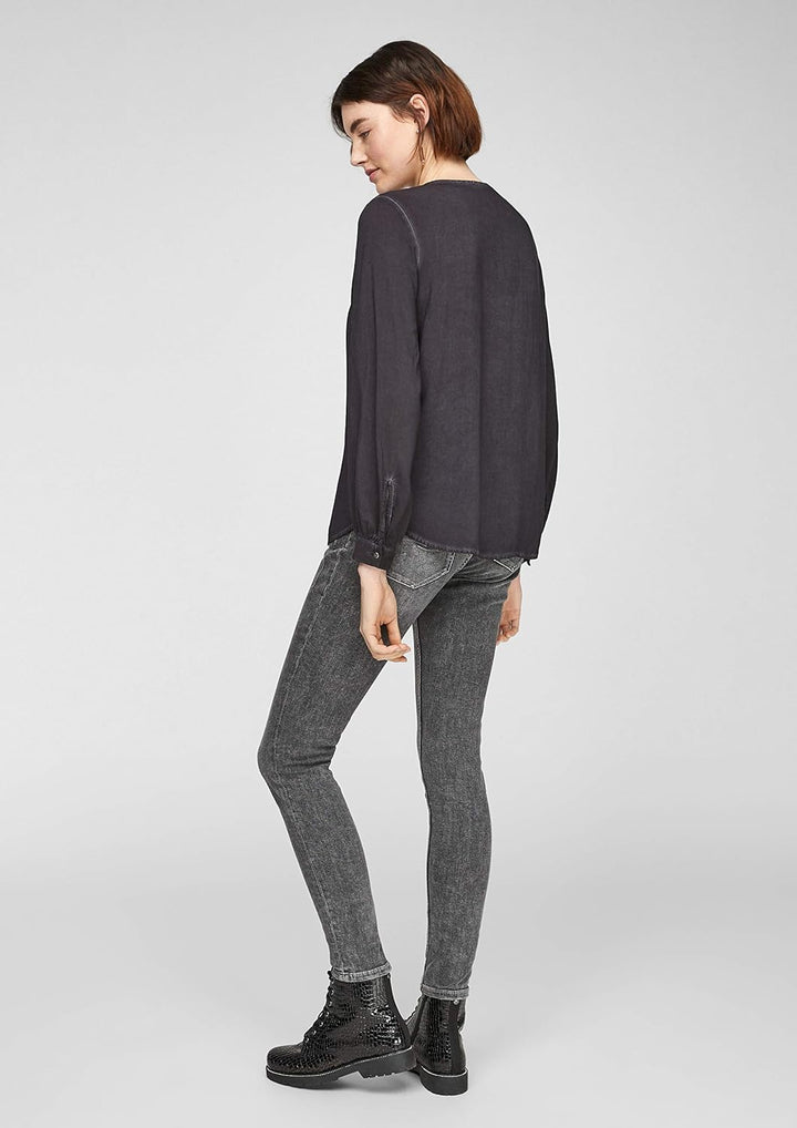 QS Damen Bluse 38 Faded Black, 38 Faded Black