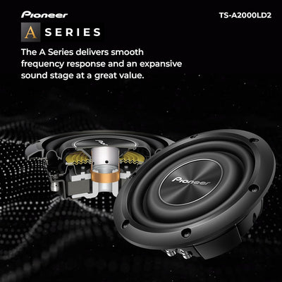Pioneer TS-A2000LD2 Passiv Subwoofer, leistungsstarker Subwoofer mit 700 W Maximalleistung, 20 cm, 6