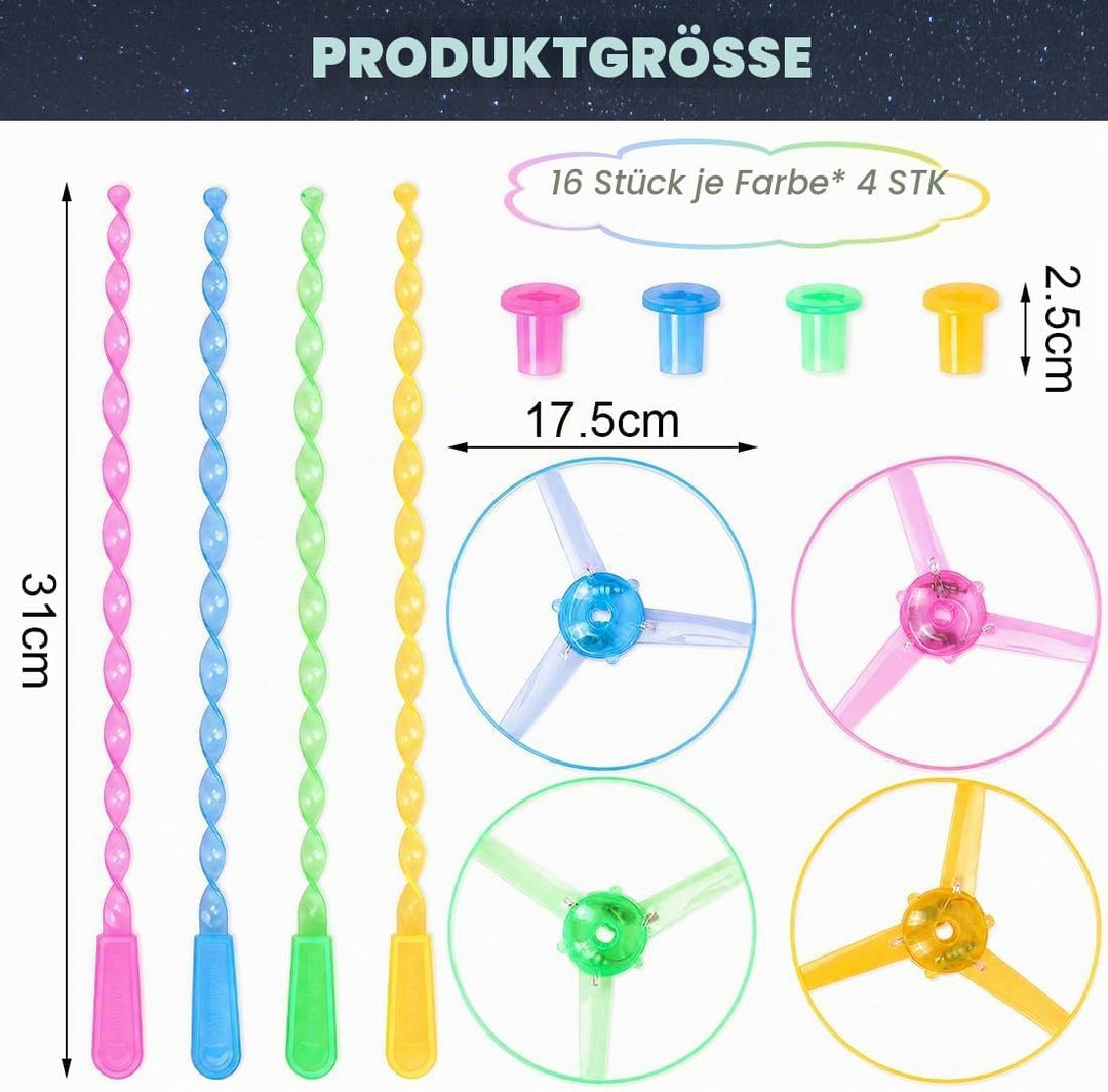 Meleager Propeller Spielzeug Kinder, Leucht Propellespielzeug, Werfer und Scheiben, 16 Stück Outdoor