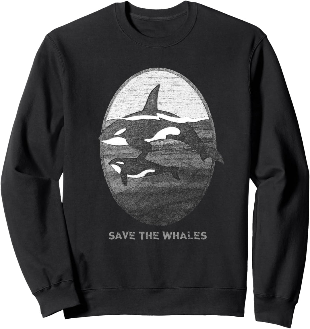 „Rette die Wale“ Orca Whale Lovers Vintage-Look Sweatshirt