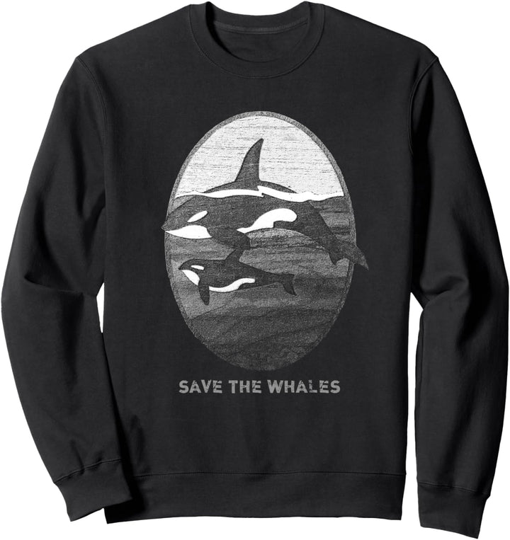 „Rette die Wale“ Orca Whale Lovers Vintage-Look Sweatshirt