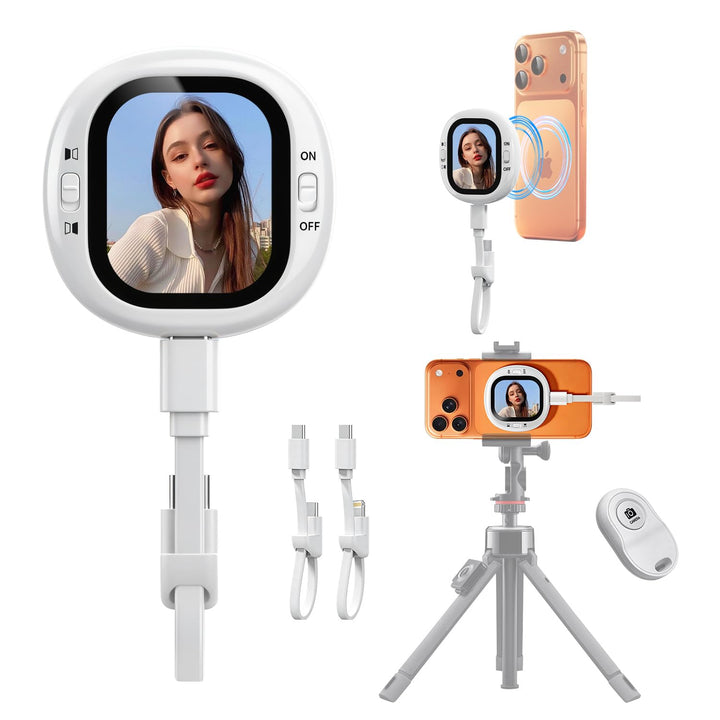 yAyusi Mini Magnetischer Vlog-Selfie-Monitor-Bildschirm für iPhone mit Fernbedienung, Tragbarer Rück