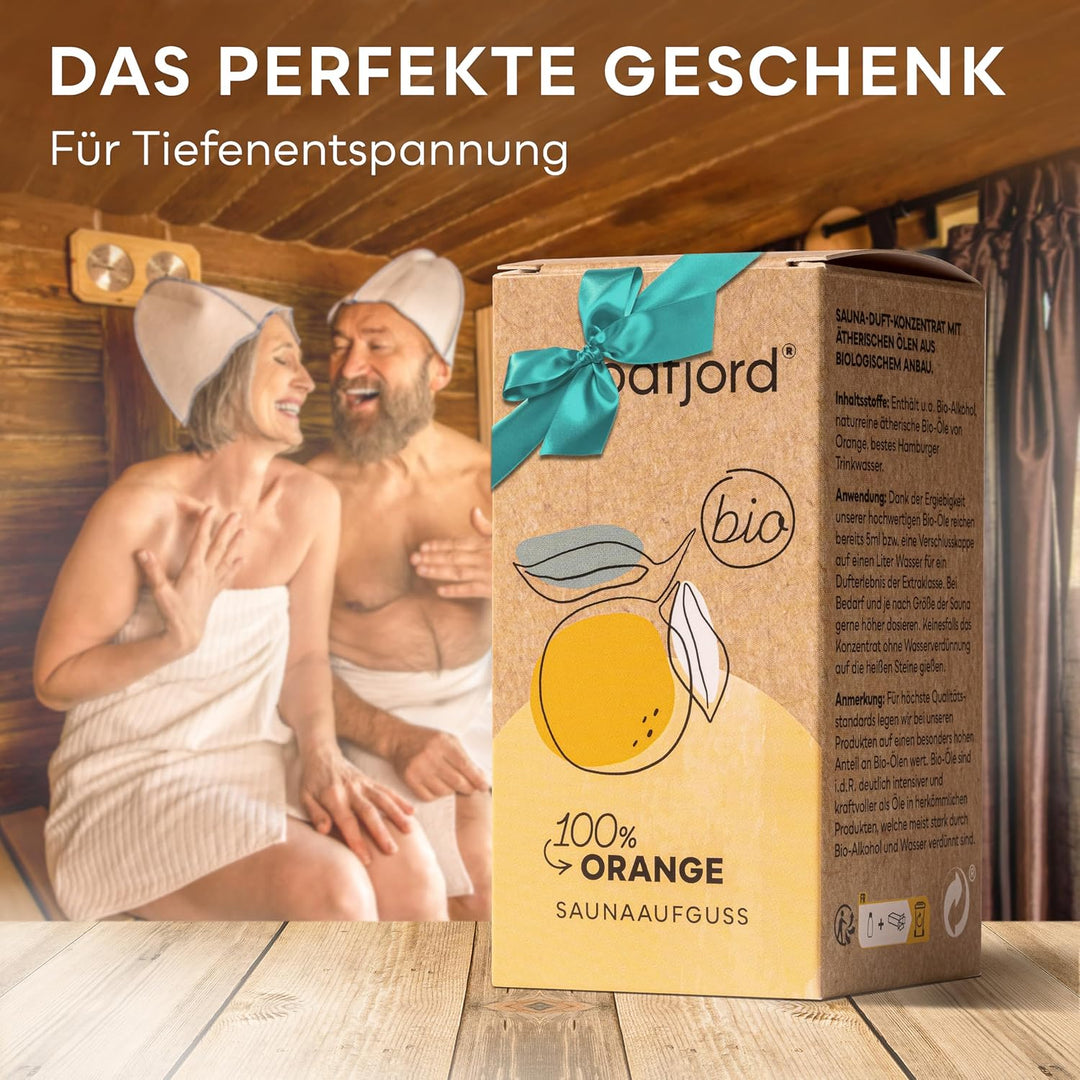 Saunaaufguss Orange BIO 100 ml I Premium Sauna Aufgussmittel für authentische und nachhaltige Saunae