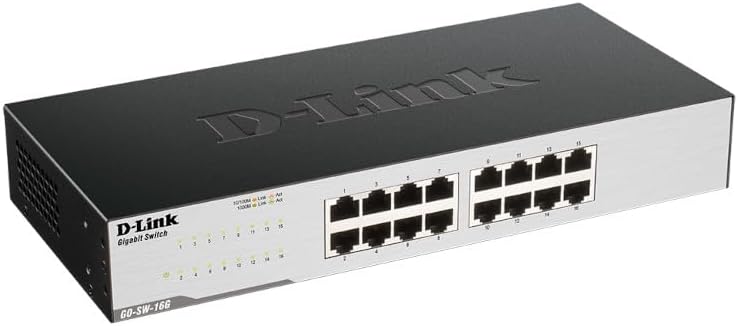 D-Link GO-SW-16G Gigabit Easy Ethernet Gigabit Desktop Switch, Schwarz ( Design kann variieren ) 16