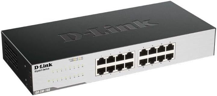 D-Link GO-SW-16G Gigabit Easy Ethernet Gigabit Desktop Switch, Schwarz ( Design kann variieren ) 16