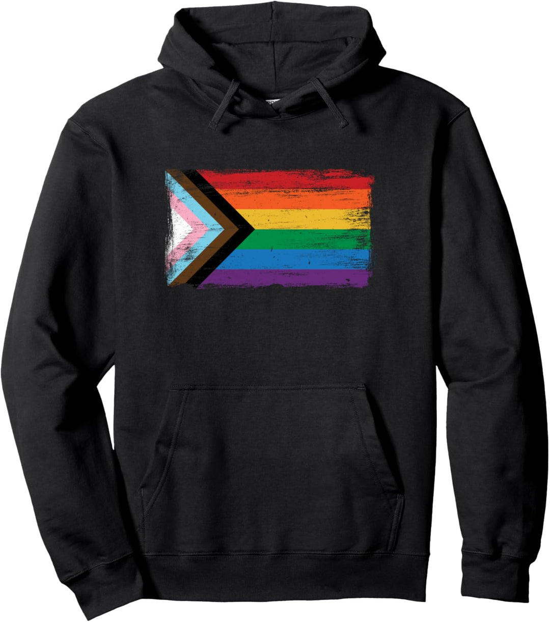 LGBTQ Progress Pride Flagge – Vintage Paint Style Pullover Hoodie