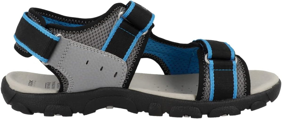 Geox Jungen Jr Strada Sandal 26 EU Dk Grey Lt Blue, 26 EU Dk Grey Lt Blue