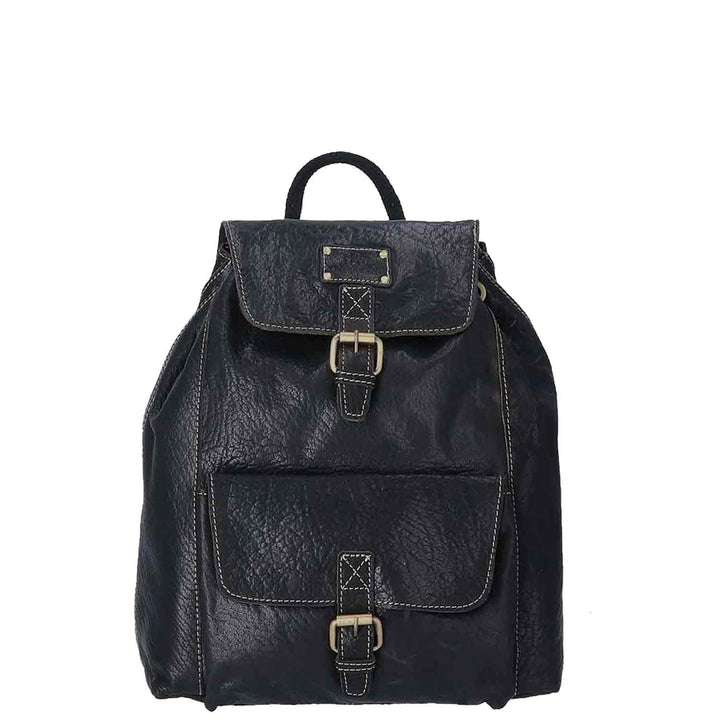 The Skandinavian Brand Damen Leder Rucksack schwarz