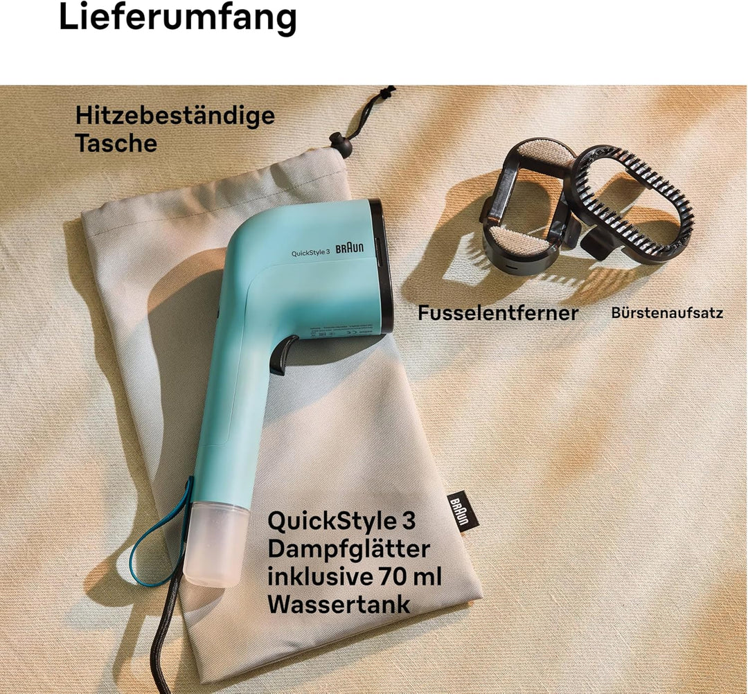 Braun QuickStyle 3 GS3013GR, kompakter und leichter Steamer, Dampfglätter mit schneller Aufheizung,