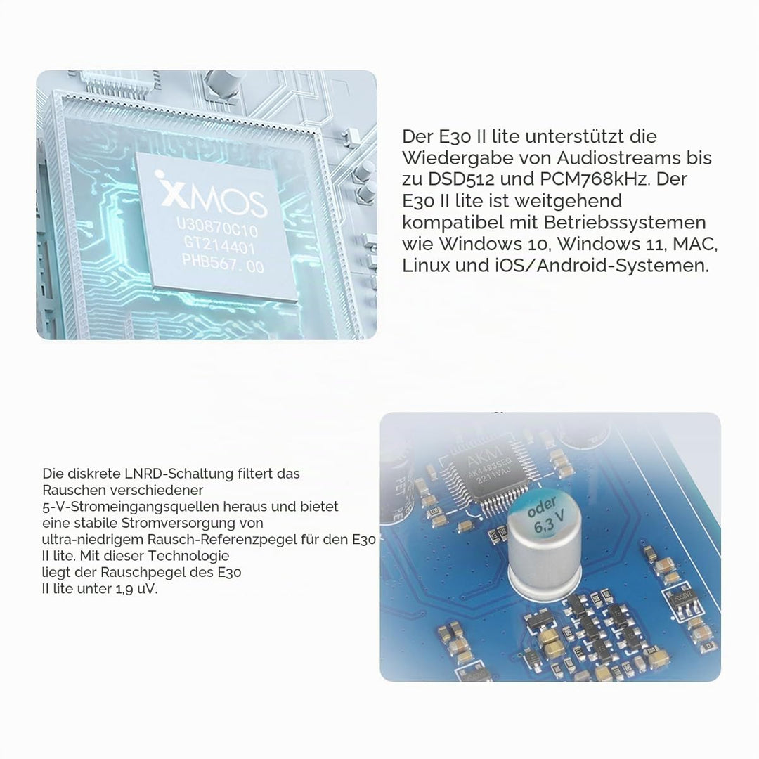 TOPPING E30II Lite HiFi DAC 1×AK4493S 32bit/768kHz XMOS XU208 USB/Opt/Coax Eingang RCA Ausgang Home