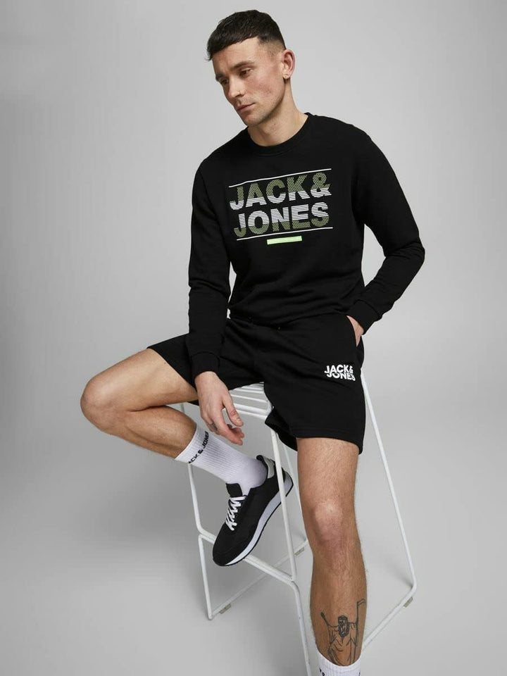 JACK &amp; JONES Herren Sweat Short JPSTNEWSOFT XS S M L XL XXL Blau Schwarz L Schwarz (Black), L Schwar