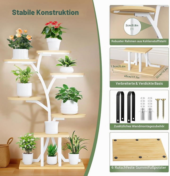 Pflanzenständer mit Anzuchtlichtern, 7-stufiges Pflanzenregal 110 cm, Pflanzenständer für Pflanzen,