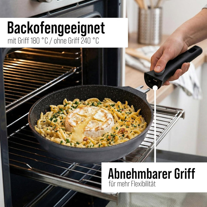 STONELINE SMART Pfannenset 6-teilig 20/24/28 cm, Pfanne Aluguss, Abnehmbarer Griff Pfannenwender Pfa