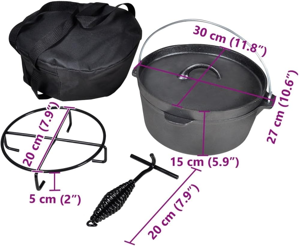 vidaXL Dutch Oven 4,2L Gusseisen Kessel Kochtopf Bräter Topf Feuertopf Camping 4.2 l, 4.2 l