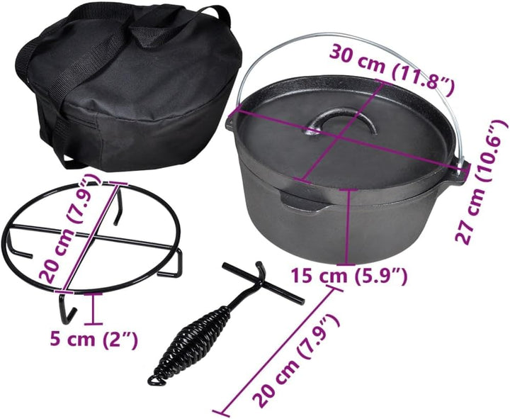 vidaXL Dutch Oven 4,2L Gusseisen Kessel Kochtopf Bräter Topf Feuertopf Camping 4.2 l, 4.2 l
