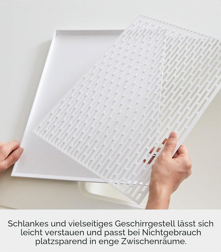 Yamazaki 3328 TOWER Breites Glas- und Becher-Abtropfgestell, weiss, ABS-Harz, minimalistisch, 42.5 x