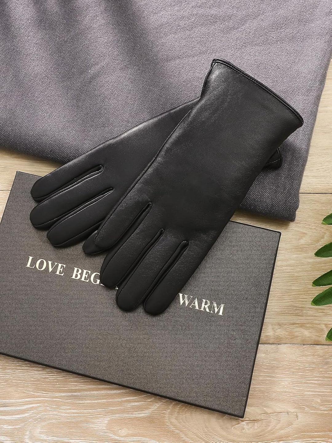 Touchscreen Handschuhe für Damen Warme Lederhandschuhe Gefüttert Winter SMS-Handschuhe Schwarz M, Sc