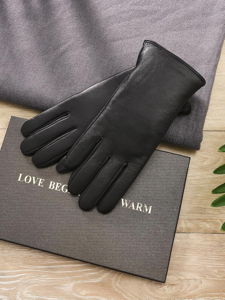 Ymmchy Touchscreen Handschuhe für Damen Warme Lederhandschuhe Gefüttert Winter SMS-Handschuhe Schwar