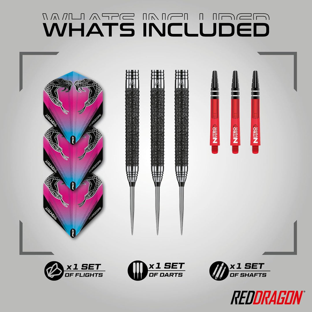 RED DRAGON Peter Wright Snakebite Melbourne Masters Edition 22g Tungsten Darts mit Flights und Schäf