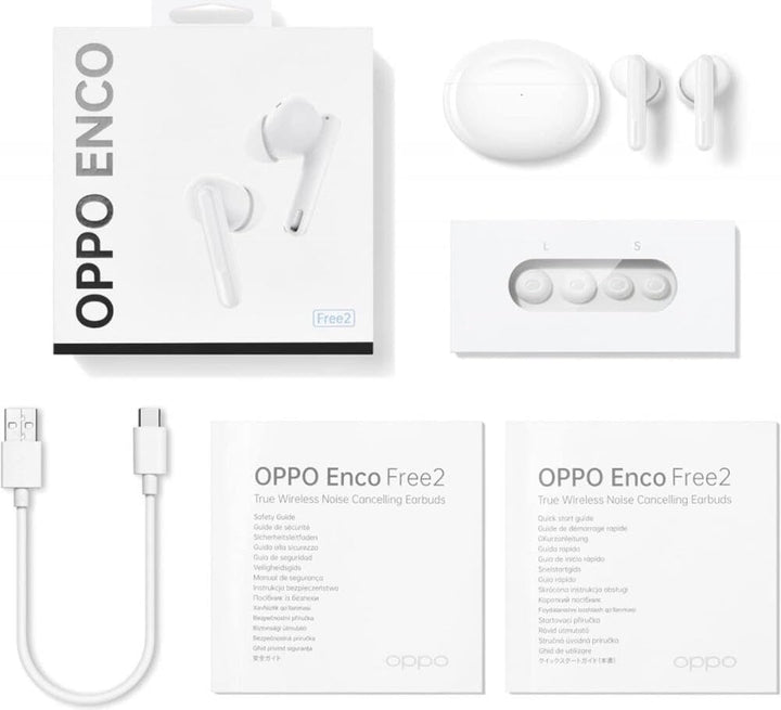 OPPO Enco Free2 kabellose Kopfhörer, bis zu 30 Stunden Laufzeit, Kopfhörer: 41 mAh, Lade-Case: 480 m