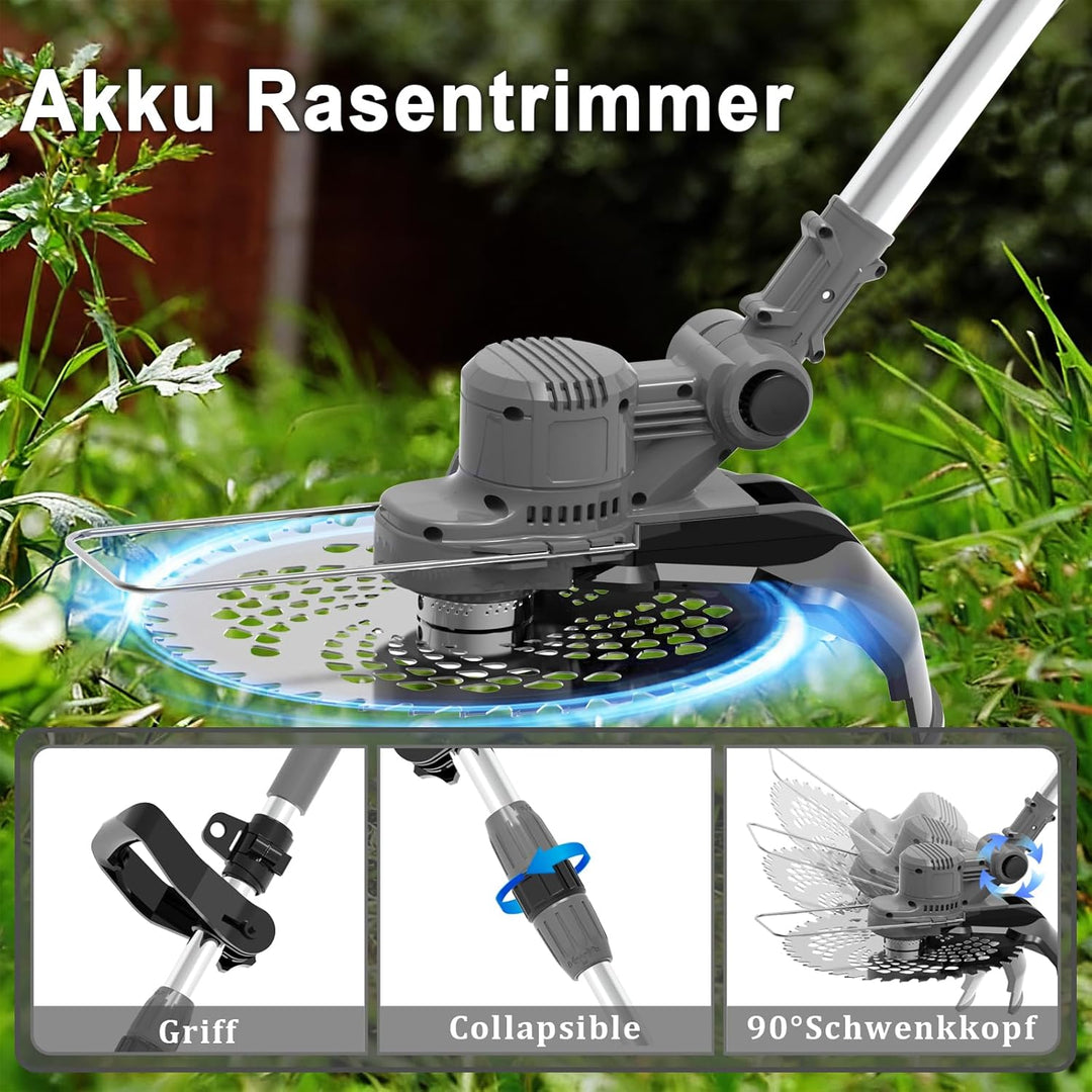 Bürstenloser Rasentrimmer mit Akku 2 4,0Ah, Rasentrimmer für Makita-Akkus,Freischneider mit Unkrautb