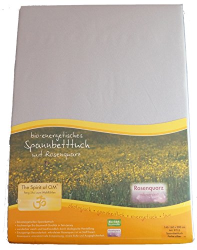 Spannbetttuch Spannbettlaken Silber mit Rosenquarz 90-100/200 cm Spirit of Om