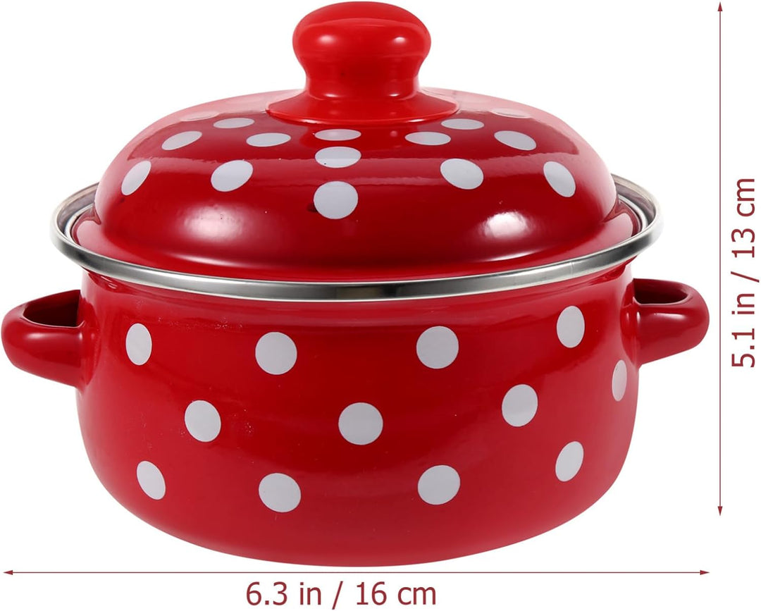 PRETYZOOM Emaille Kasserolle 1L mit Deckel Retro Kleiner Topf Für Suppen Und Eintöpfe Ideal Für Alle
