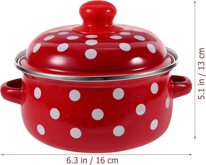 PRETYZOOM Emaille Kasserolle 1L mit Deckel Retro Kleiner Topf Für Suppen Und Eintöpfe Ideal Für Alle