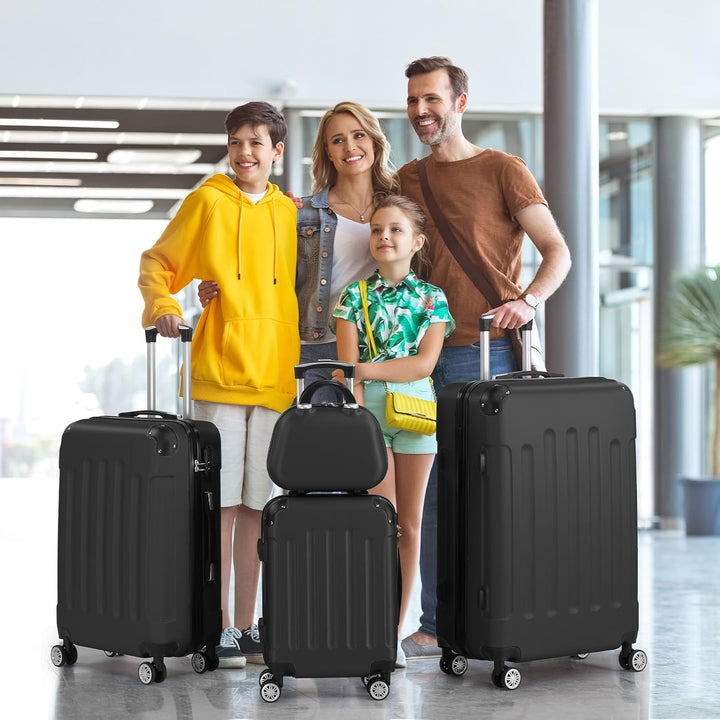 LALAHO Kofferset 4 teilig, Reisekoffer Set mit Kosmetikkoffer, Hartschalen Koffer Set aus ABS, Gepäc