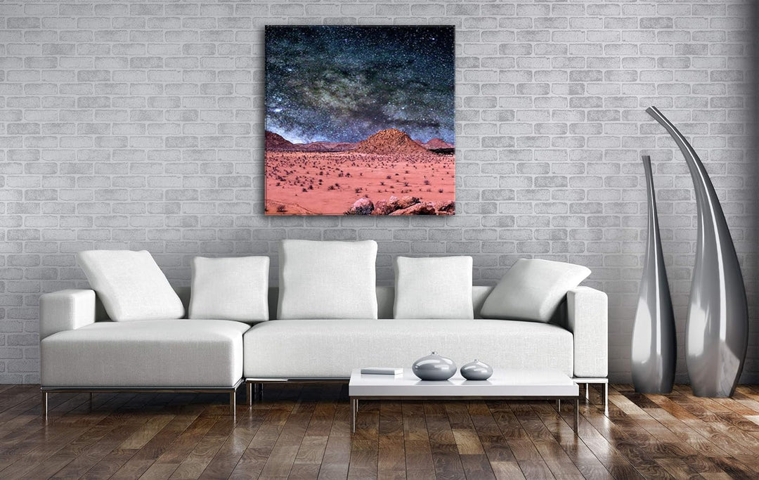 deyoli Afrikalandschaft unter Sternen Format: 70x70 als Leinwand, Motiv fertig gerahmt auf Echtholzr