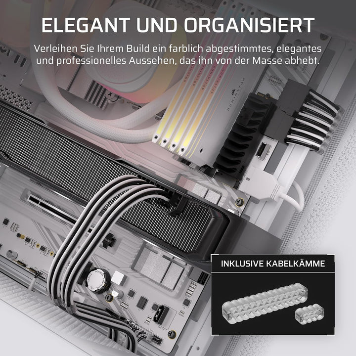 Corsair Elite Premium Pro-Kit mit Einzeln Ummantelten Typ 5-Netzteilkabeln – Flache Kabelkämme, Drei