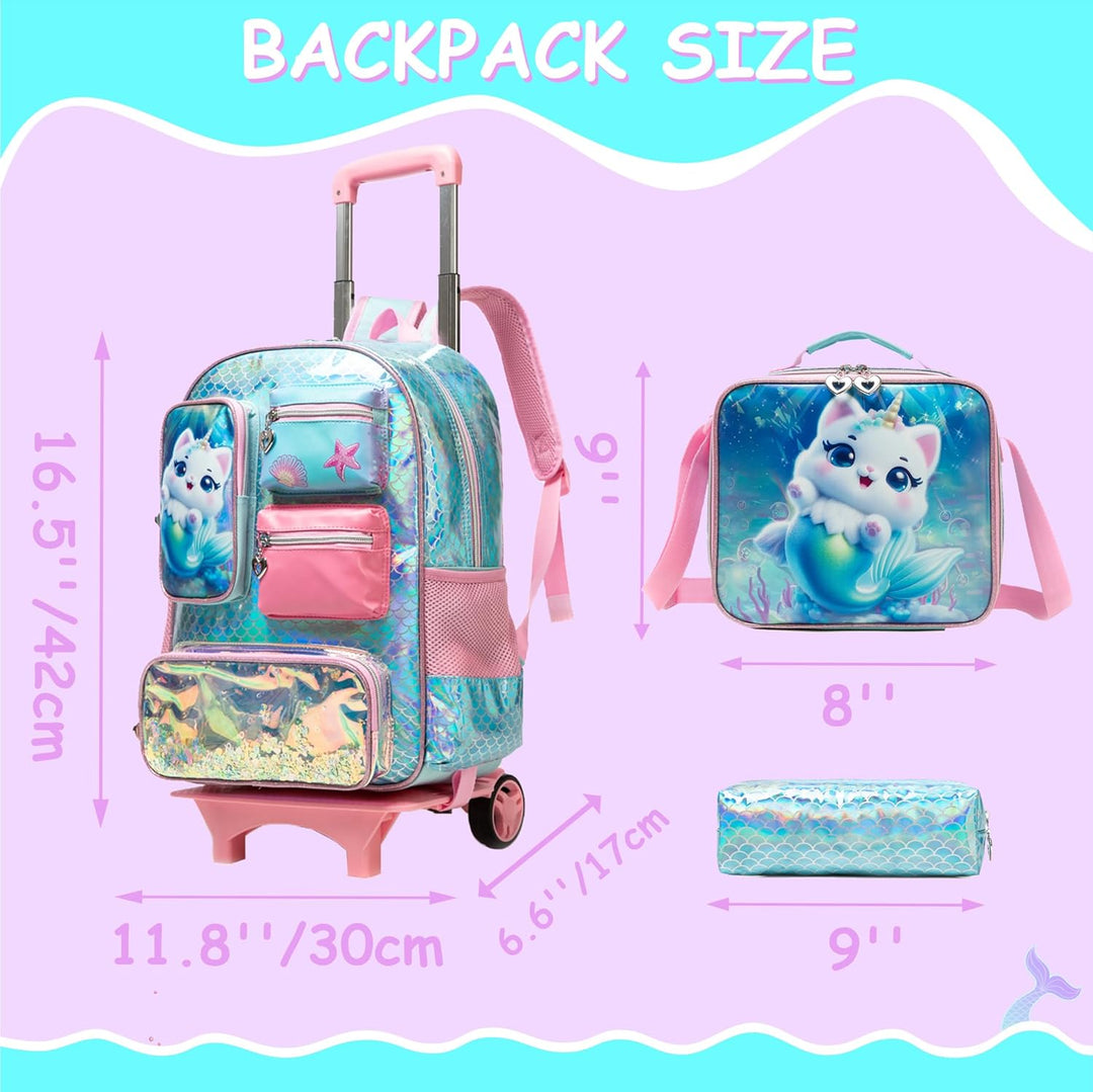 HTgroce Schulranzen Trolley Mädchen Kindertrolley Niedlich Rucksack Kinderkoffer Rucksack School Tro