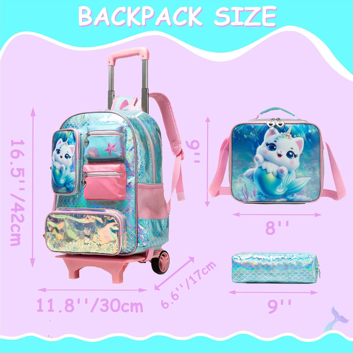 HTgroce Schulranzen Trolley Mädchen Kindertrolley Niedlich Rucksack Kinderkoffer Rucksack School Tro