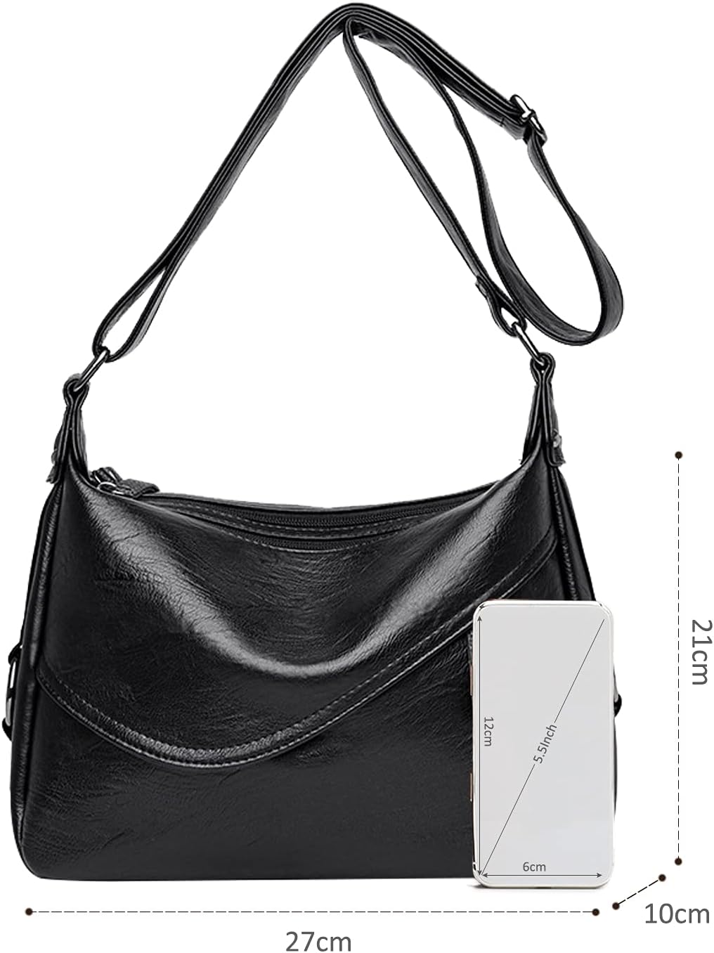 NICOLE & DORIS Kleine Umhängetasche Modische Schultertasche aus weichem Leder Imitat Handtasche Cros
