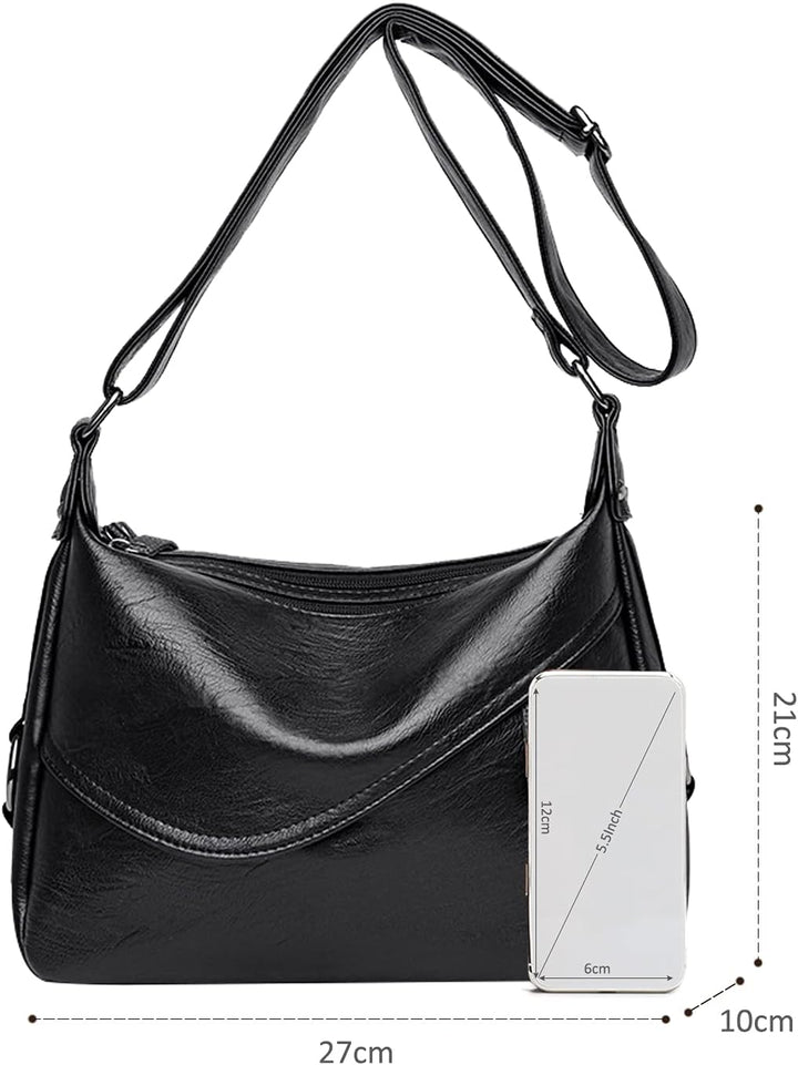 NICOLE & DORIS Kleine Umhängetasche Modische Schultertasche aus weichem Leder Imitat Handtasche Cros