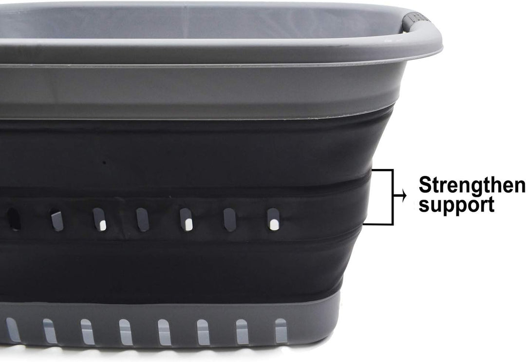 SAMMART 37L Collapsible Plastic Laundry Basket - Foldable Pop Up Storage Container/Organizer - Porta