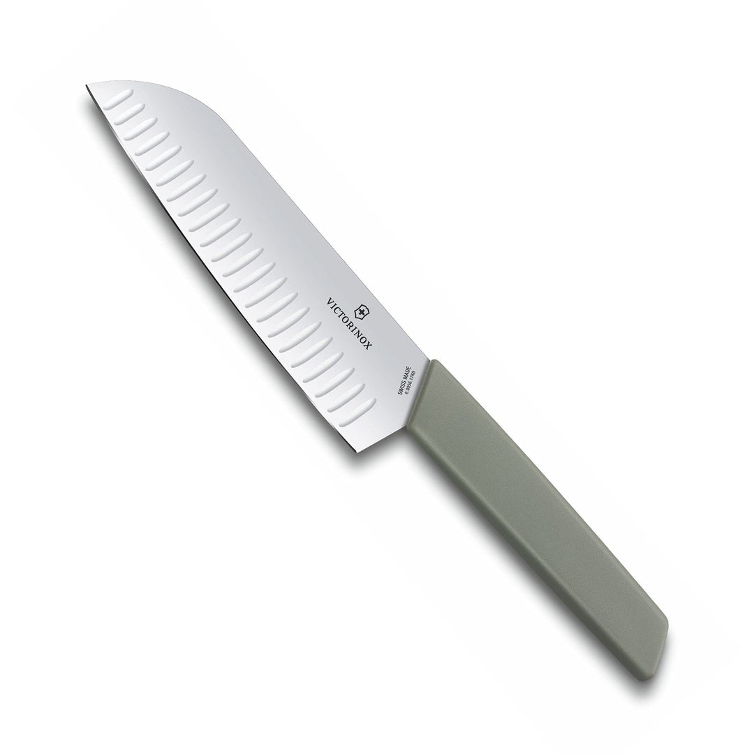 Swiss Modern Santokumesser, Kullenschliff, 17cm, olive, Blister, Olivegrün