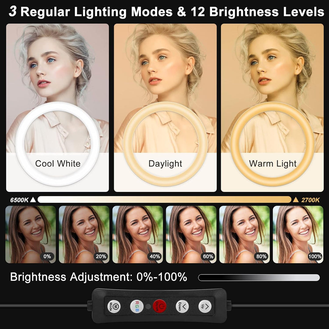 Vlogging 13" Ringlicht mit Stativ Handy, Tisch LED Ring Light Handystativhalter mit ringlicht Dimmba