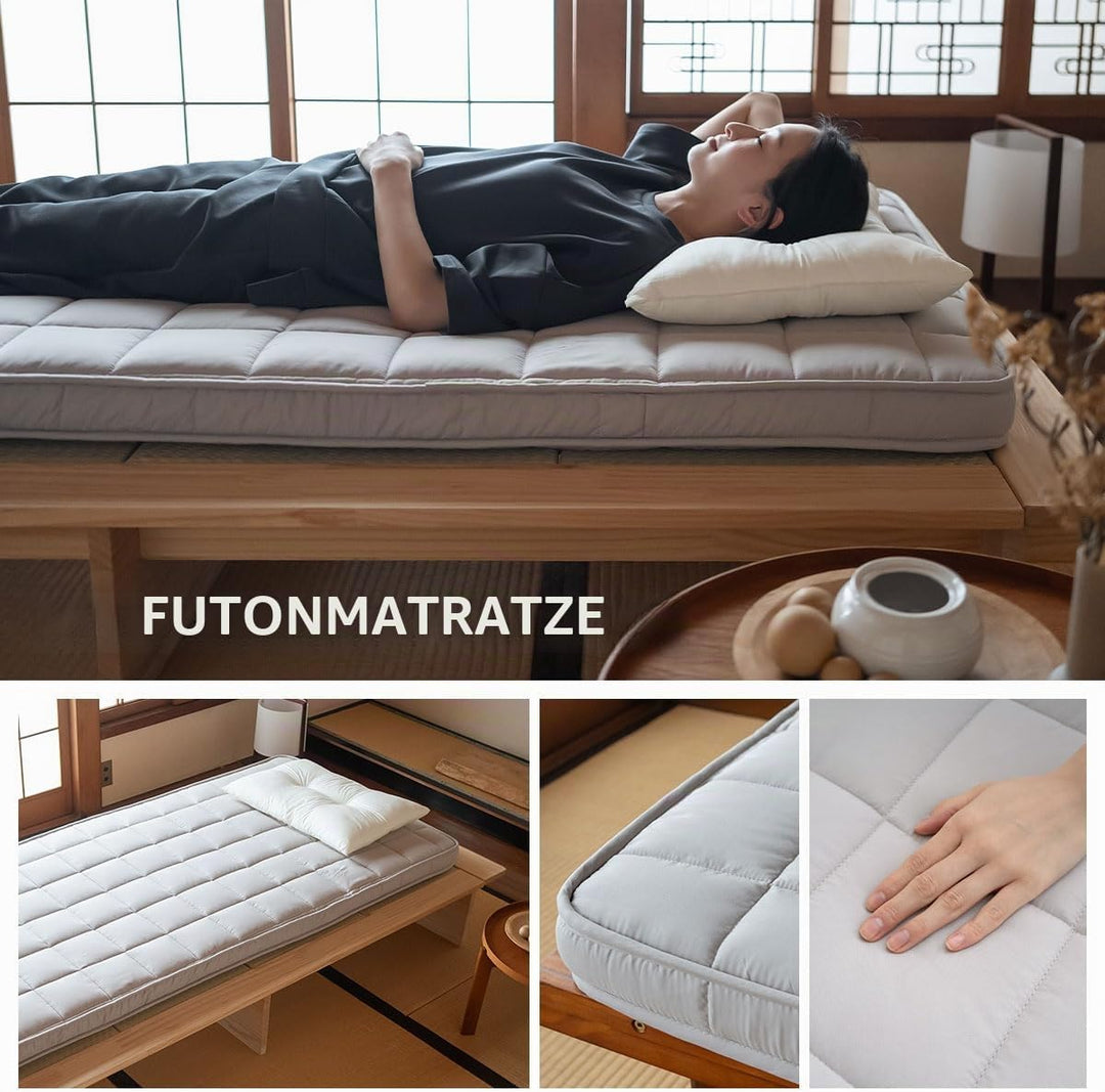 EMOOR Japanische Gepolsterte Futon Matratze Machi 90 x 202 cm Grau, Urethan- und Polyester (Fest) Zw