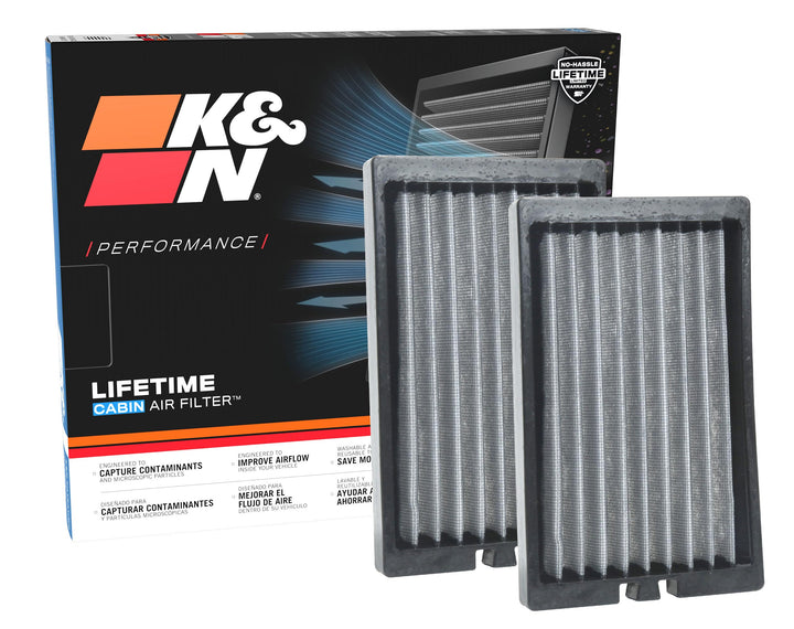 K&N Innenraumfilter kompatibel mit Jeep Wrangler JL 2.0 & 3.6 2018- (Satz von 2 Stück) (VF2064)