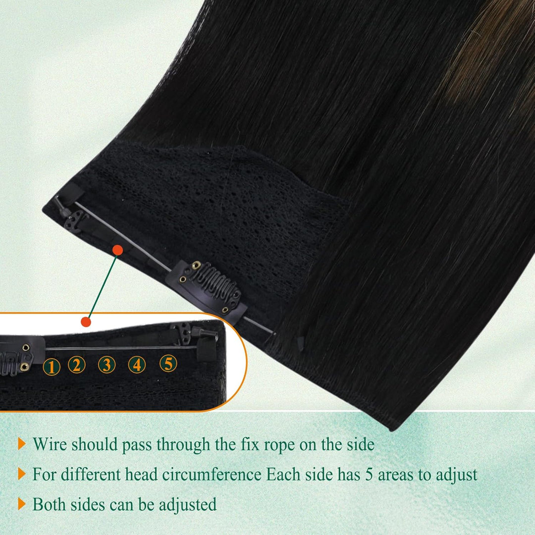 Easyouth Extension Mit Draht Balayage Haarteile Echthaar Draht Off Black Mix Mittelbraun Und Honigbl