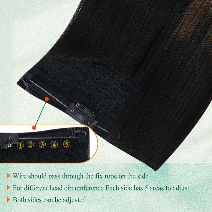 Easyouth Extension Mit Draht Balayage Haarteile Echthaar Draht Off Black Mix Mittelbraun Und Honigbl