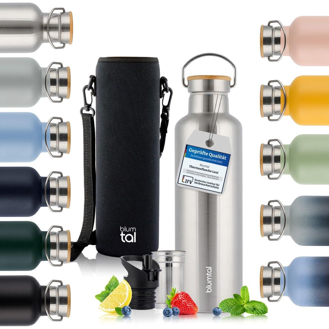 Blumtal Thermosflasche, 750 ml, doppelwandige Edelstahlflasche, 750 ml, BPA-frei, 750 ml, Edelstahlf