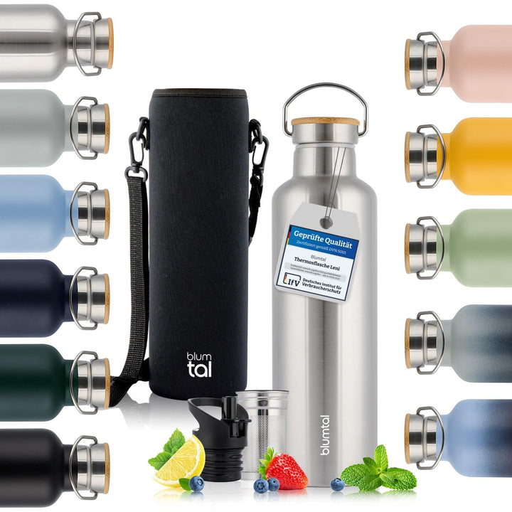 Blumtal Thermosflasche, 750 ml, doppelwandige Edelstahlflasche, 750 ml, BPA-frei, 750 ml, Edelstahlf