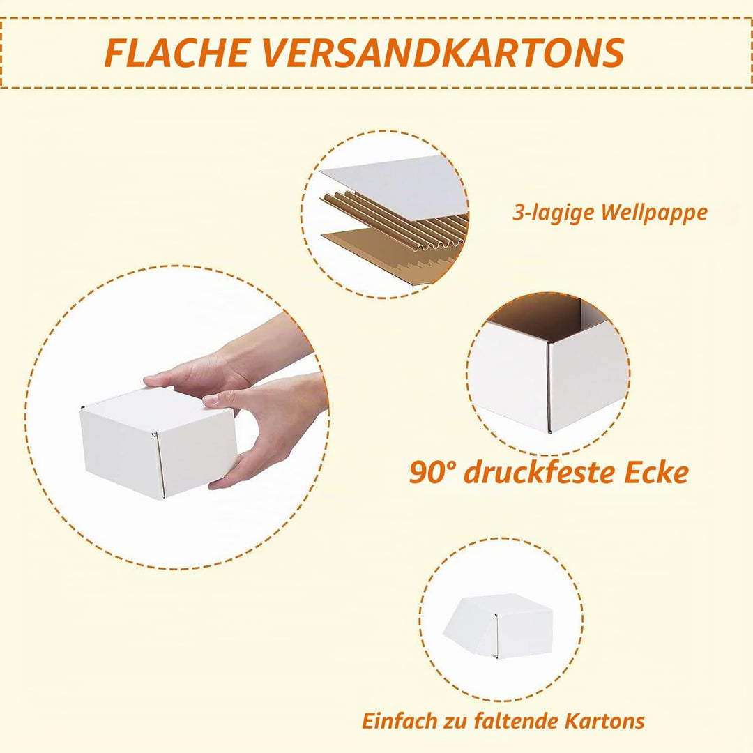 HORLIMER 50 Stück Versandkartons Kleine Kartons Boxen, Faltkarton Verpackungskartons für Warensendun